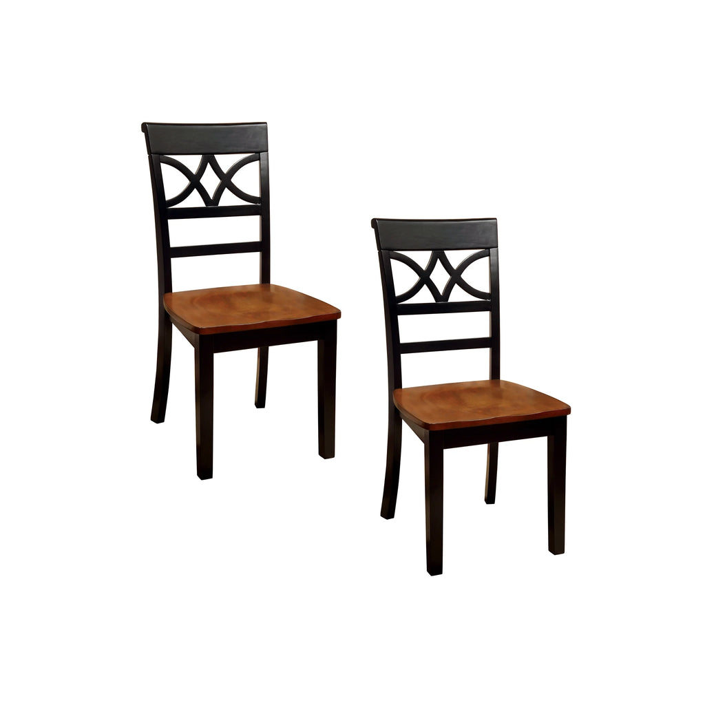 Black and Cherry Wood Dining Chairs, Set of 2 R718
