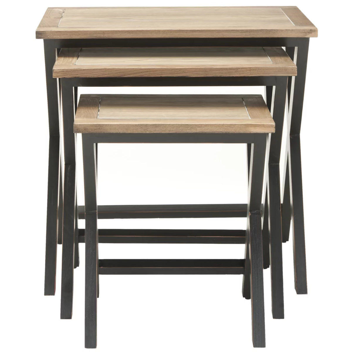 Black Oak Stacking Tray Tables B248669