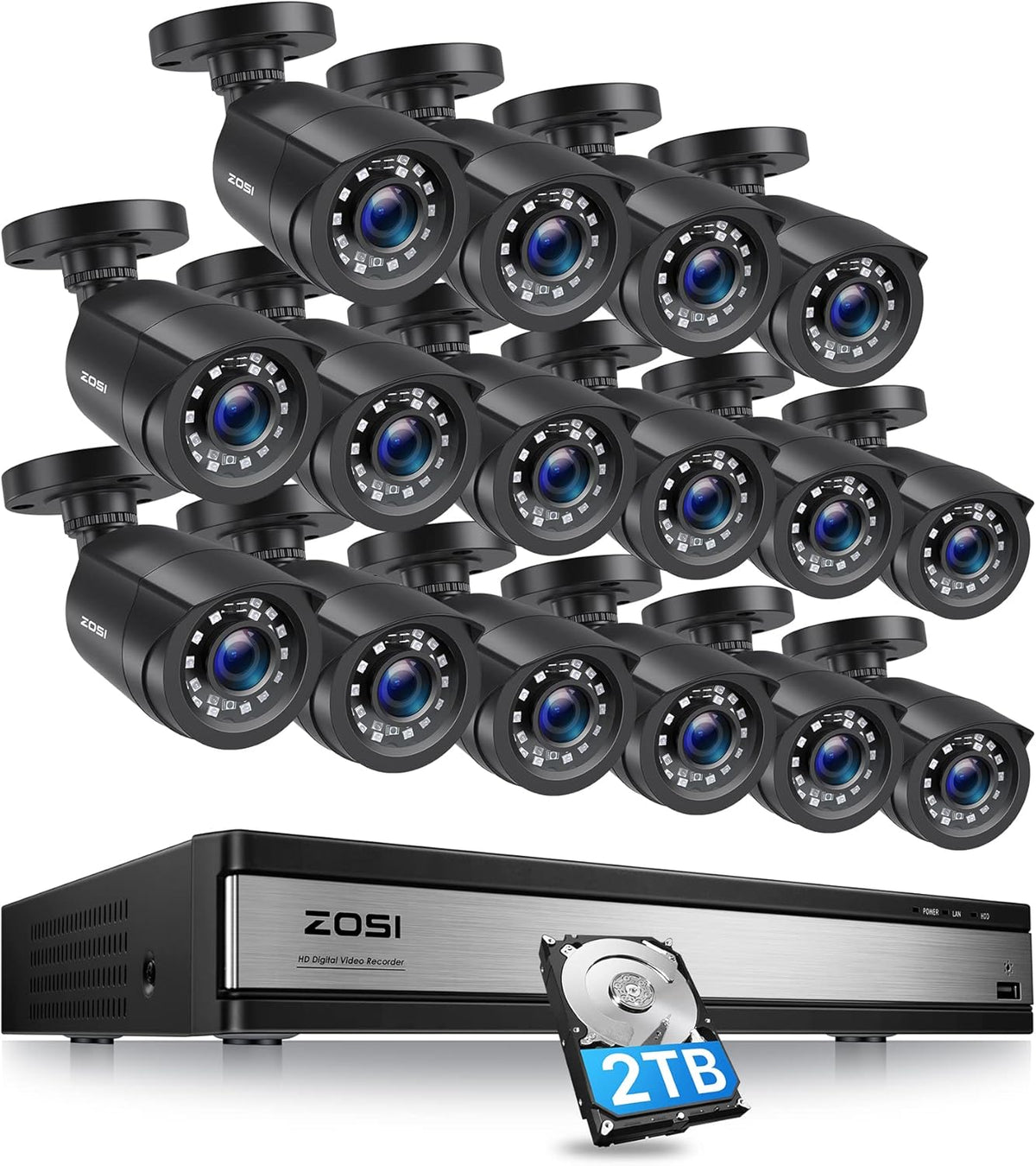 16CH 1080P Security Camera System with 2TB Hard Drive K804