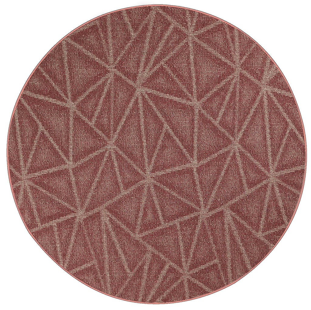 Burgundy 12' Round Solid Color Indoor/Outdoor Rug J904665