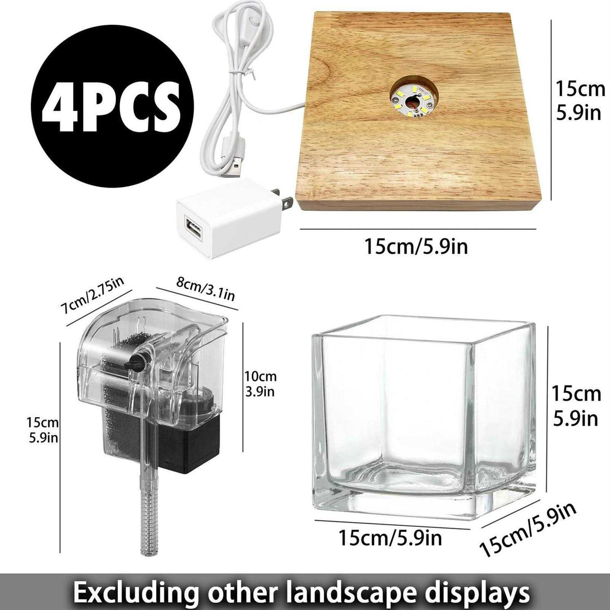 0.81 Gallon Glass Fish Tank Kit J352