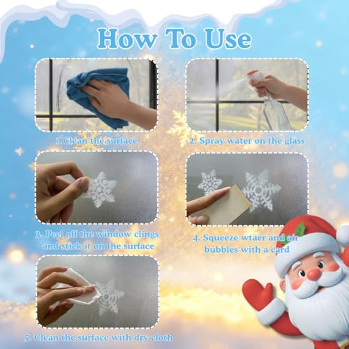 226 PCS White Snowflake Window Clings, 9 Sheets Double-Sided Reusable Decals Z3346