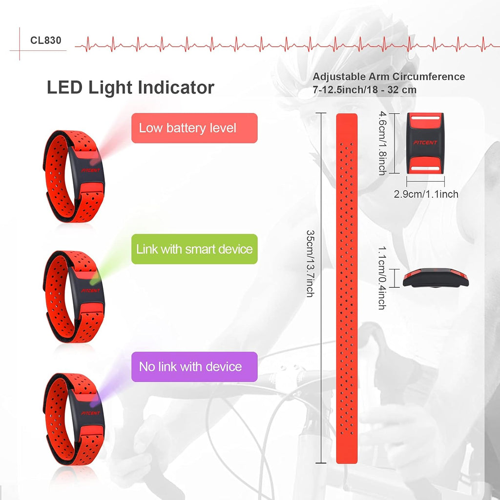 Heart Rate Monitor Armband, Bluetooth ANT+ Optical Sensor, Pack of 2 Q3979