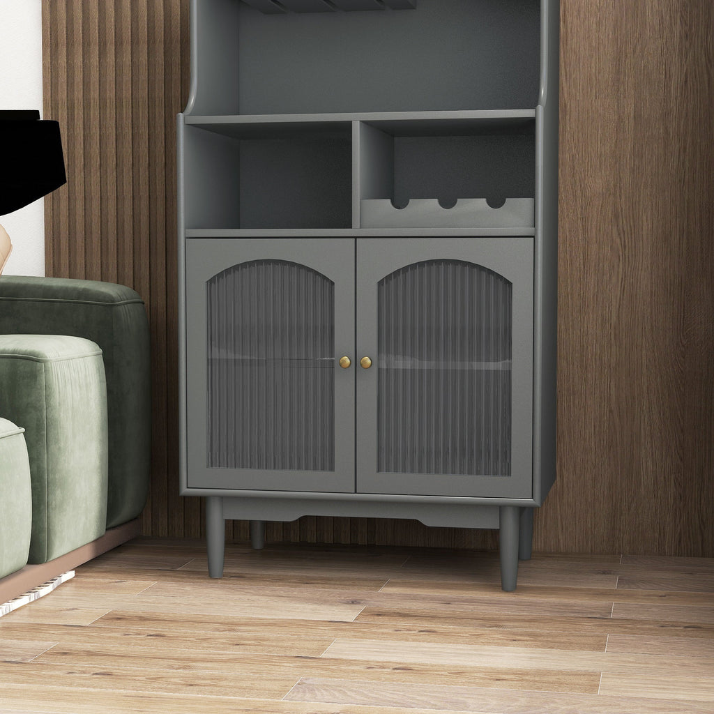 Grey Cabinet with Glass Doors K1184