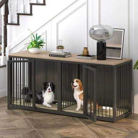 Wooden Dog Crate Table with Double Doors H263997