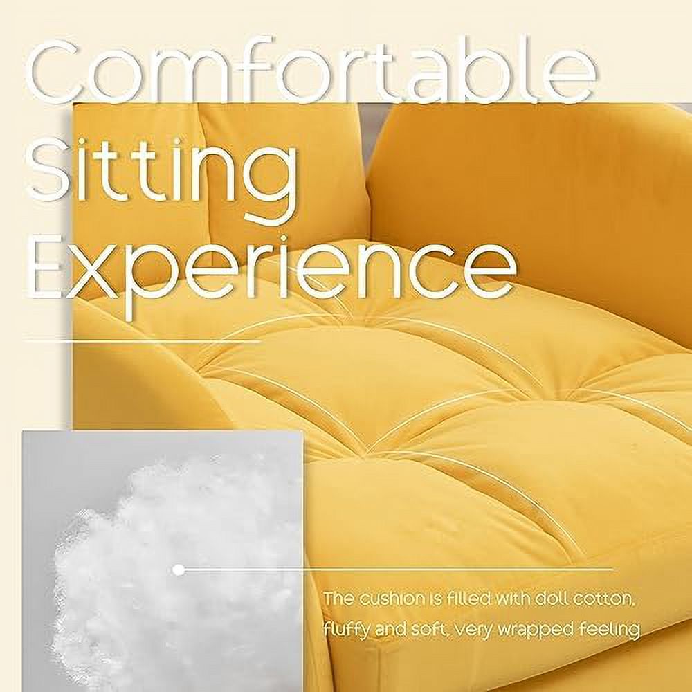 Yellow Velvet Accent Chair with Ottoman U5943