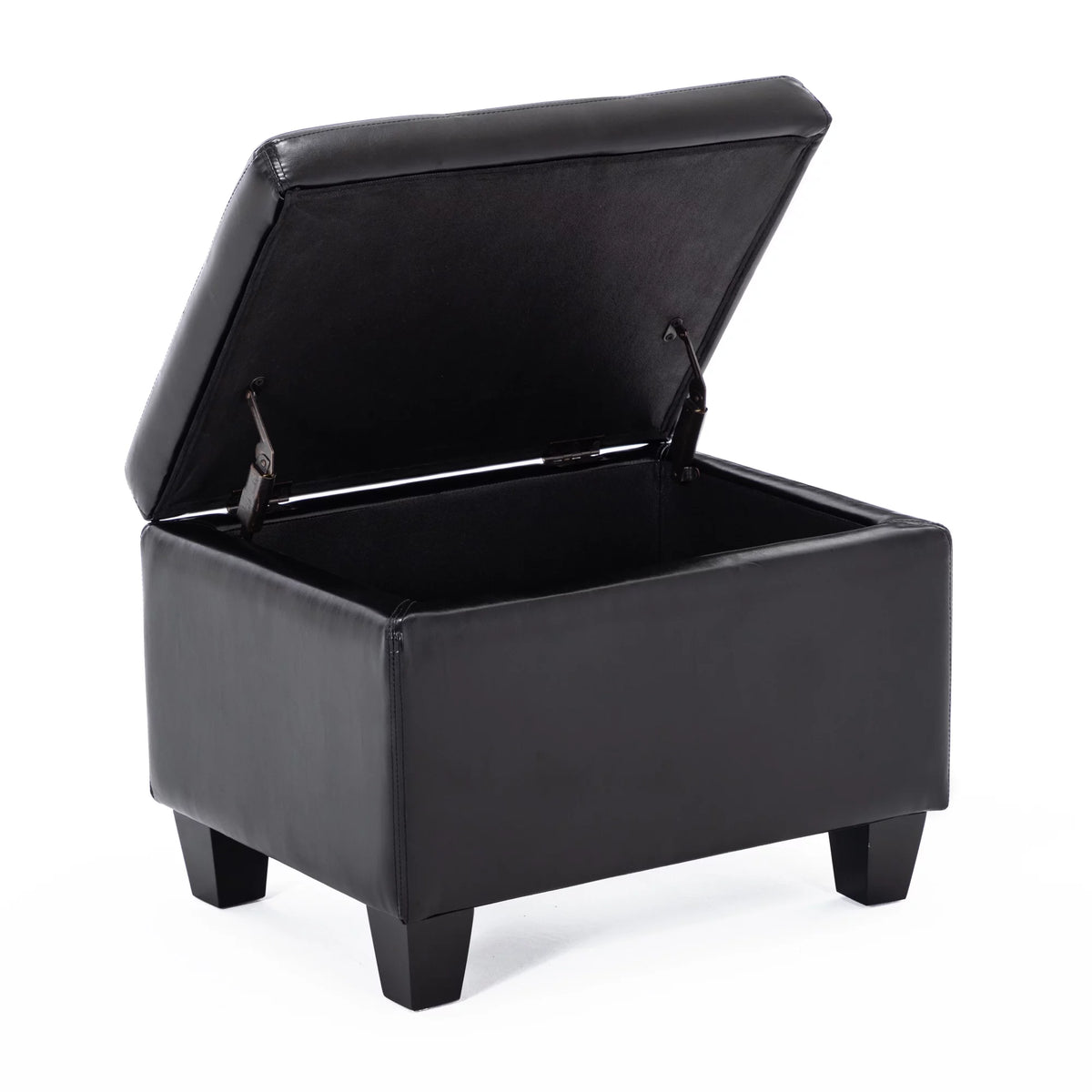 Black Faux Leather Storage Ottoman B781