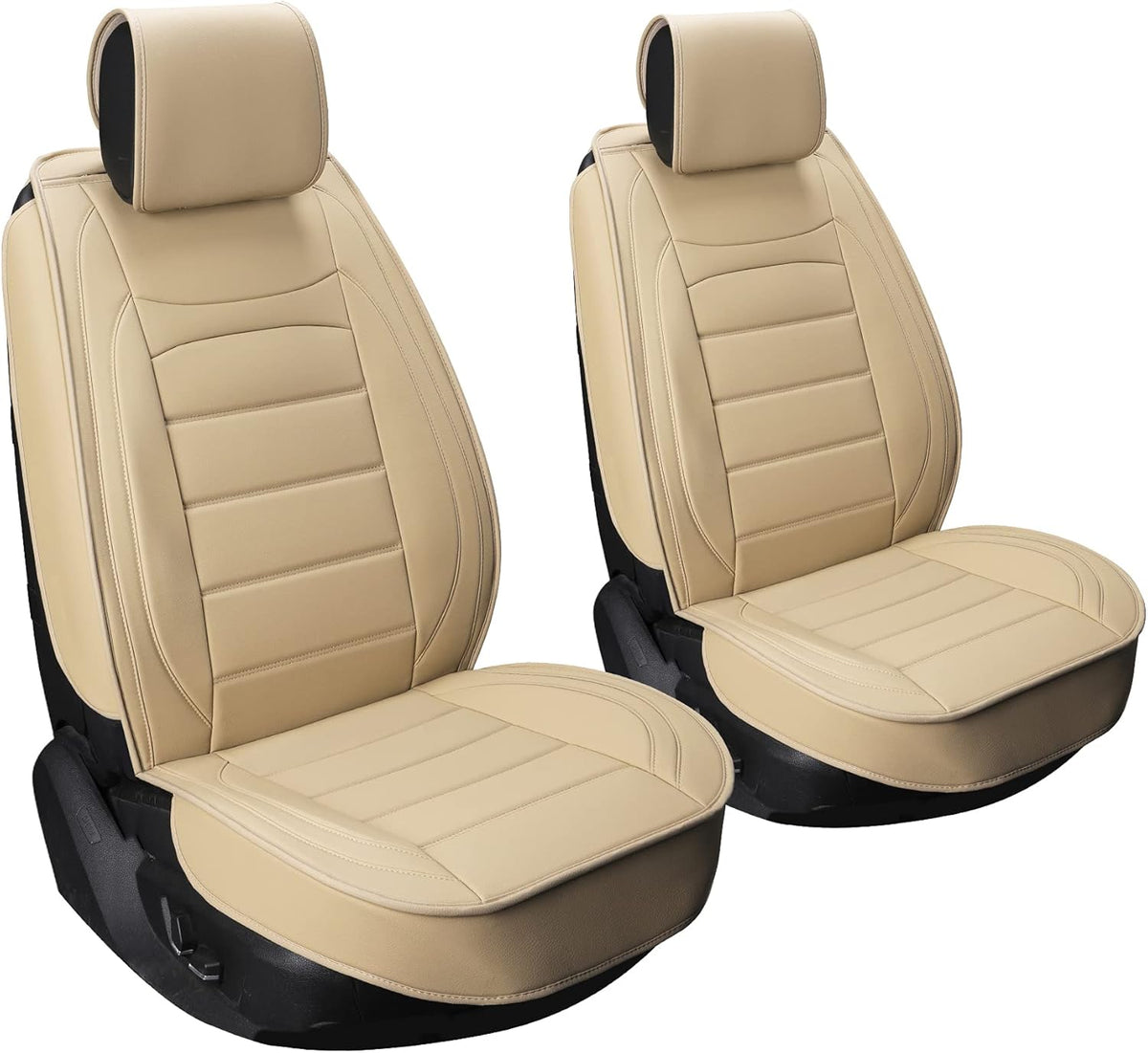 Black 2Pcs Waterproof Leatherette Car Seat Covers I467412