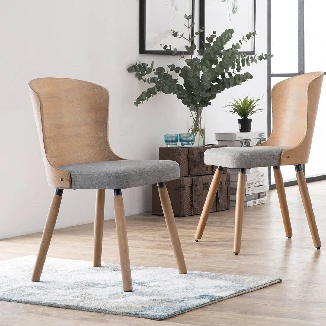 Bamboo Dining Chairs Set of 2 Light Grey A4070