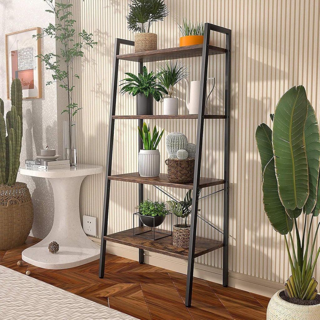 4-Tier Wood Ladder Shelf Bookcase Q37878