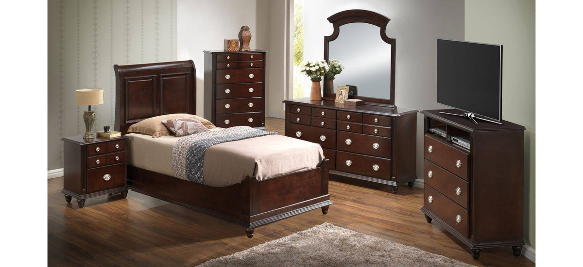 Twin Sleigh Bed in Cappuccino O5549