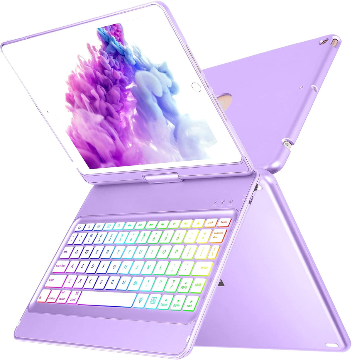 10 Color Backlit 360 Rotatable Keyboard Case N702