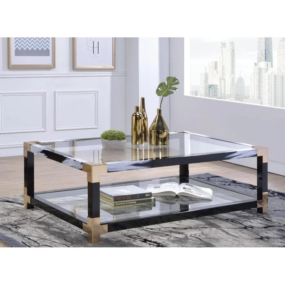 White Brushed Clear Glass Coffee Table P29165