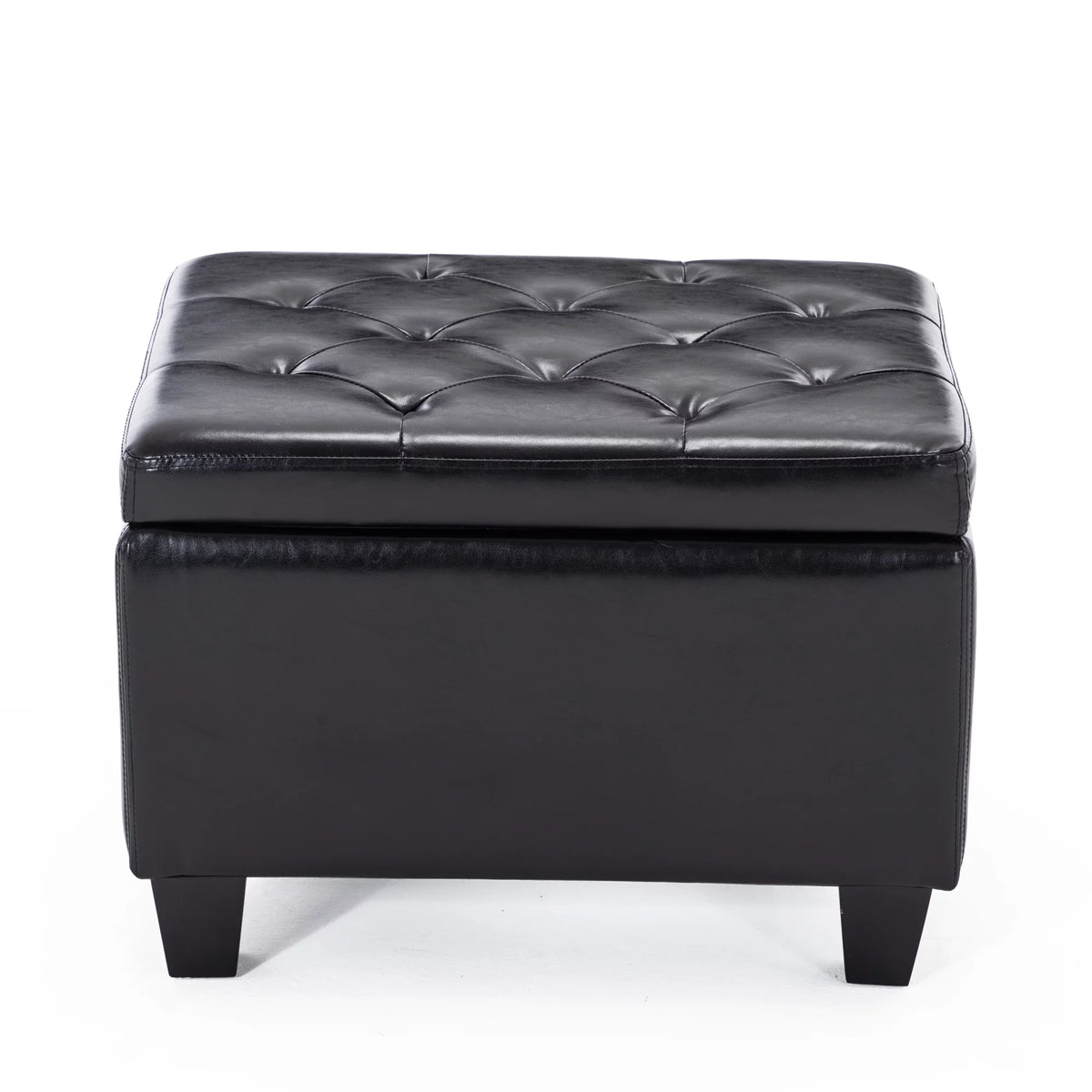 Black Faux Leather Storage Ottoman B781