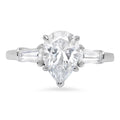 18K White Gold Three-Stone Diamond Engagement Ring B162