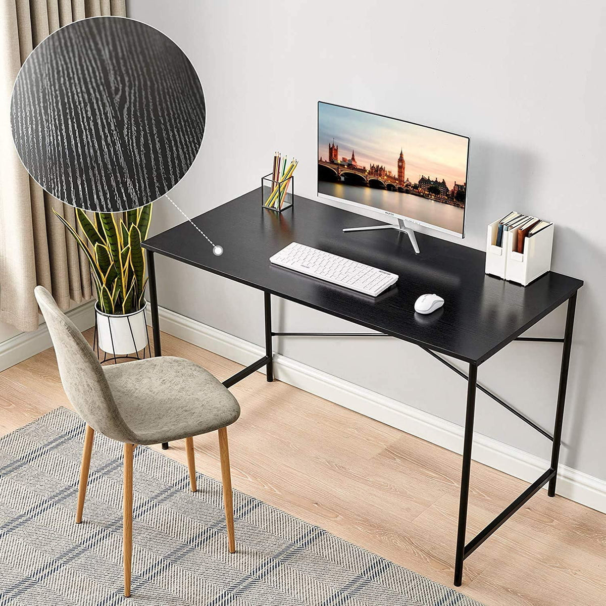47 inch Black Computer Desk Metal Frame K829829