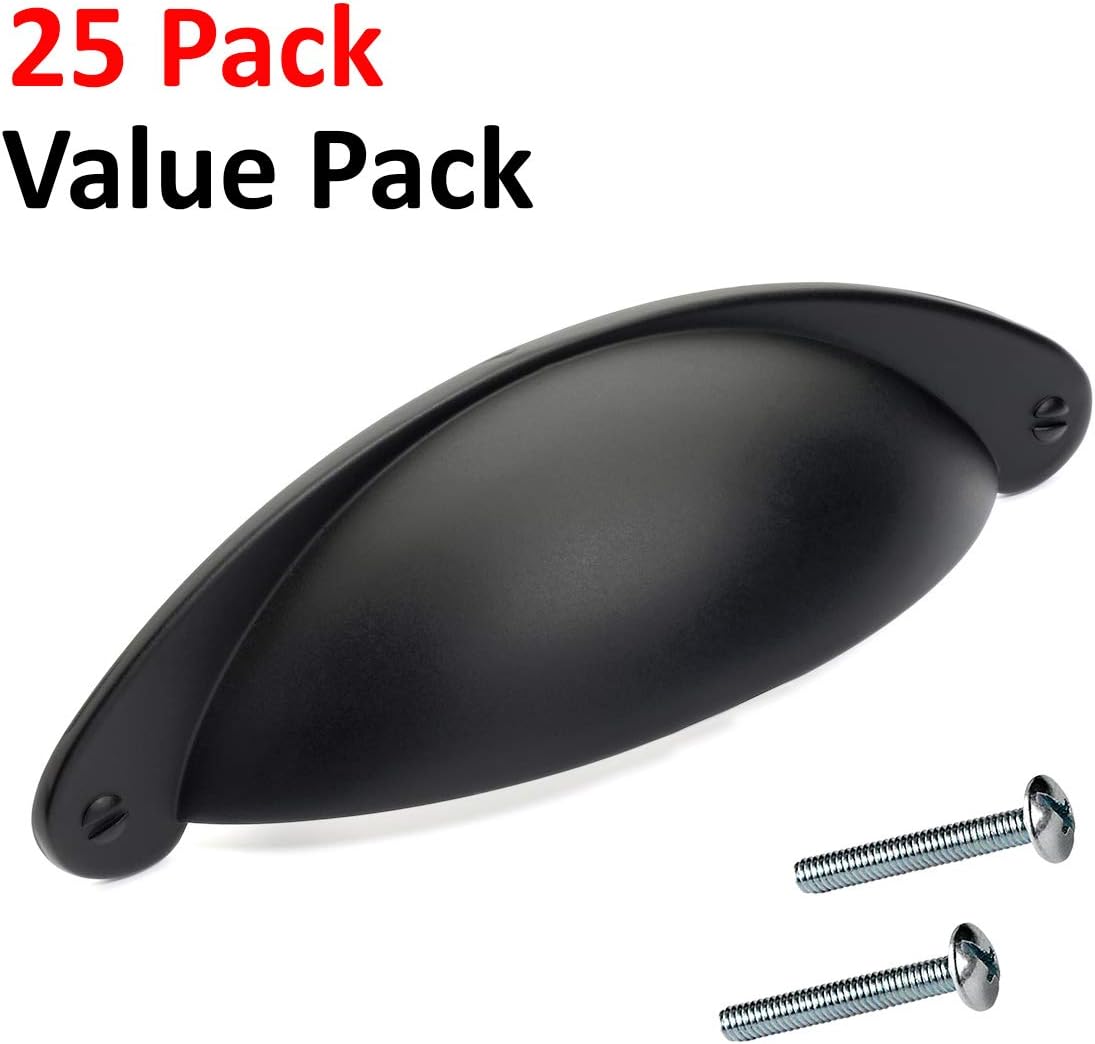 Black Flat Shaker Style Cabinet Pull, 25-Pack E80873