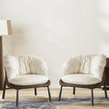 Black & Gray Velvet Barrel Chair with Metal Legs S948599