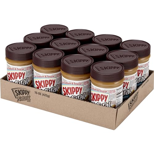 Natural Creamy Reduced Sugar and Sodium Peanut Butter, 15 Ounce (Pack of 12) K379648