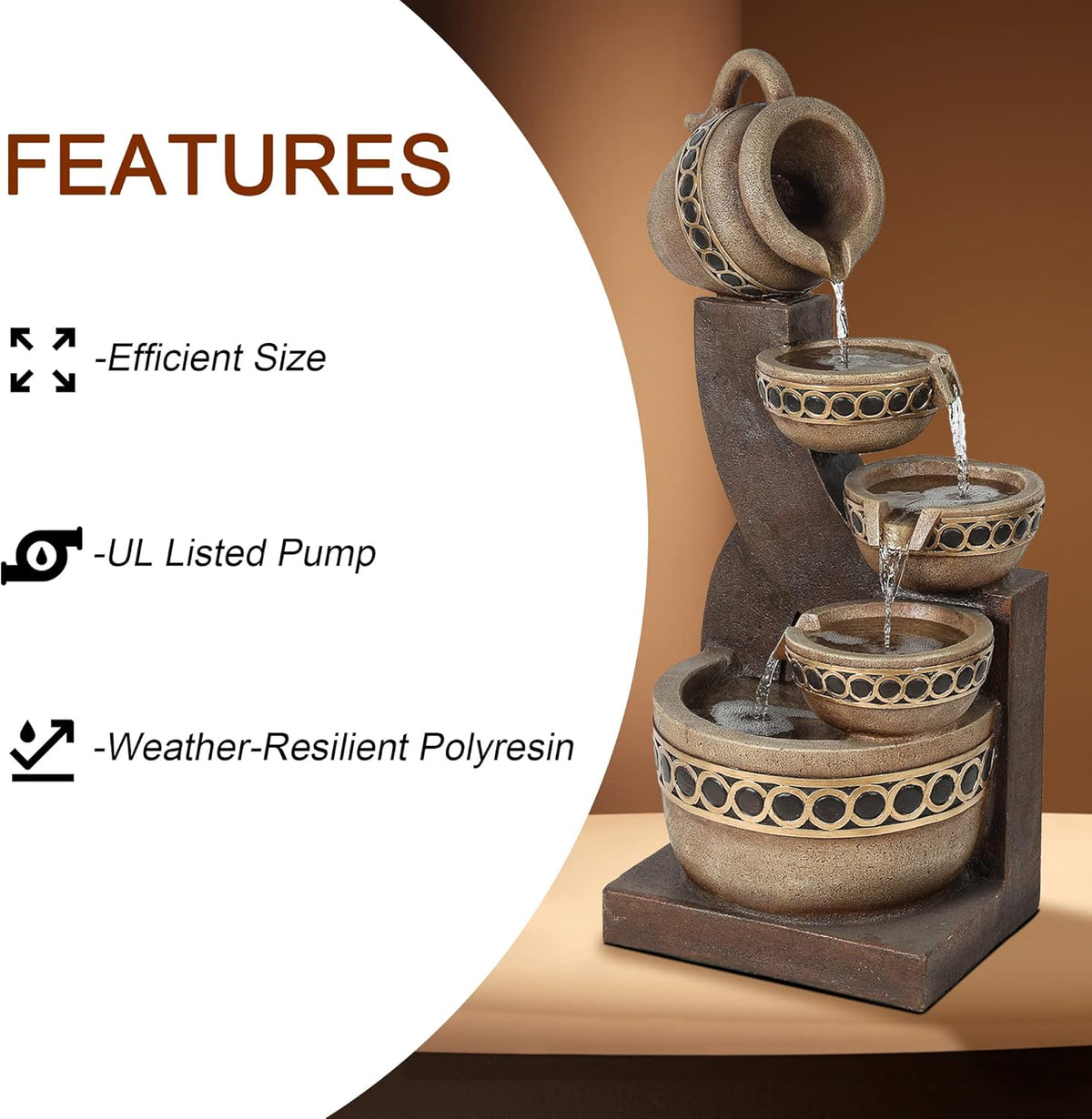 5 Tiered Polyresin Outdoor Water Fountain Z19084