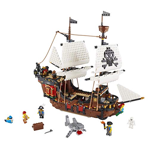 LEGO Creator 3 in 1 Pirate Ship Building Set, 4 Minifigures, Shark Toy, Ages 9+ W963312