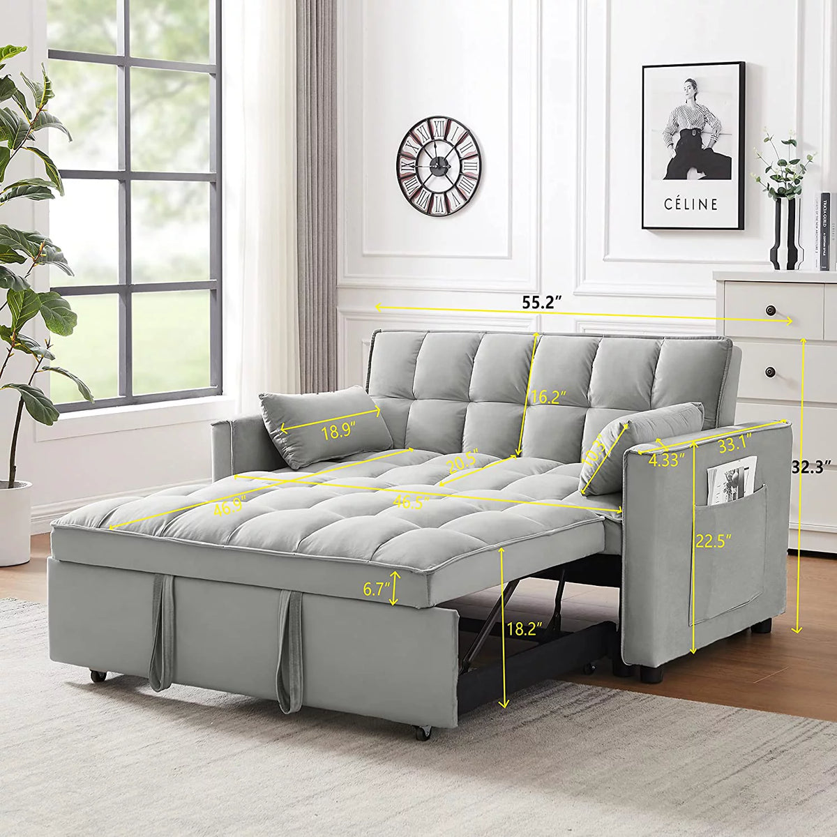 Velvet Loveseat Sofa Couch With Toss Pillows Y355859