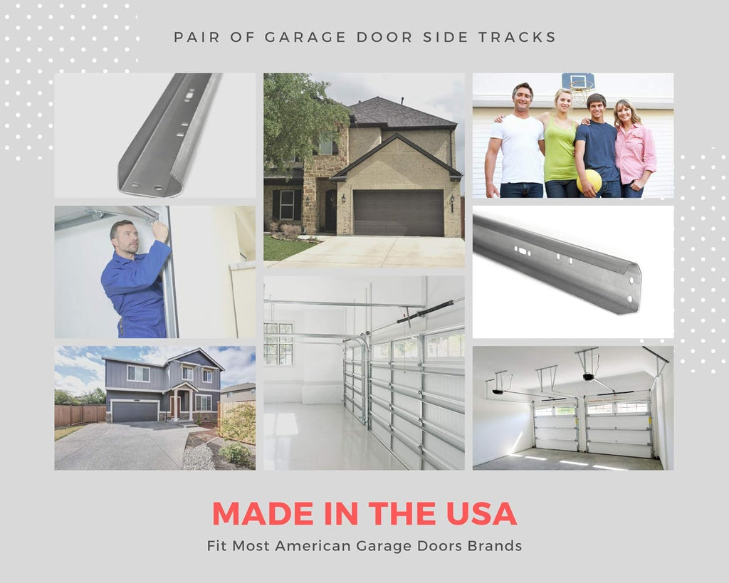 Set of Left and Right Galvanized Steel Garage Door Vertical Track for 7 Foot Tall J15367
