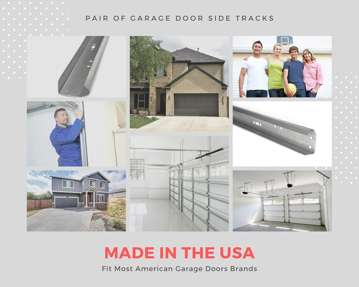 Set of Left and Right Galvanized Steel Garage Door Vertical Track for 7 Foot Tall J15367
