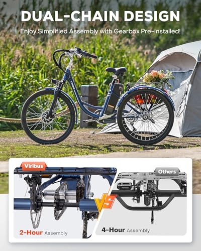 Electric Trike, 7 Speed, 48V 13Ah Battery, Front Suspension, 350W Motor, 24 26 inch Dual Chain P89243
