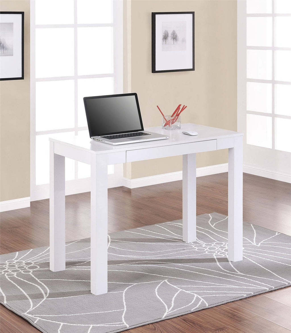 White Parsons Desk with Drawer L4526