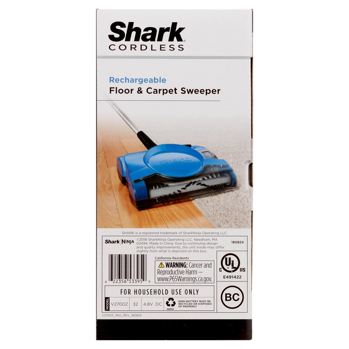 Lightweight 10 Inch Cordless Rechargeable Floor and Carpet Sweeper T27905