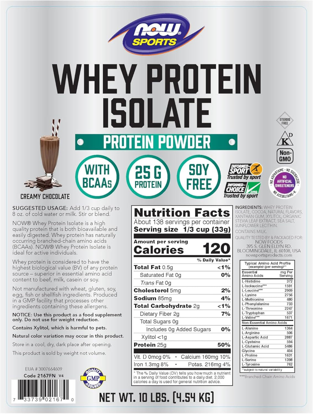 Creamy Chocolate Whey Protein Isolate Powder, 10-Pound Y86921