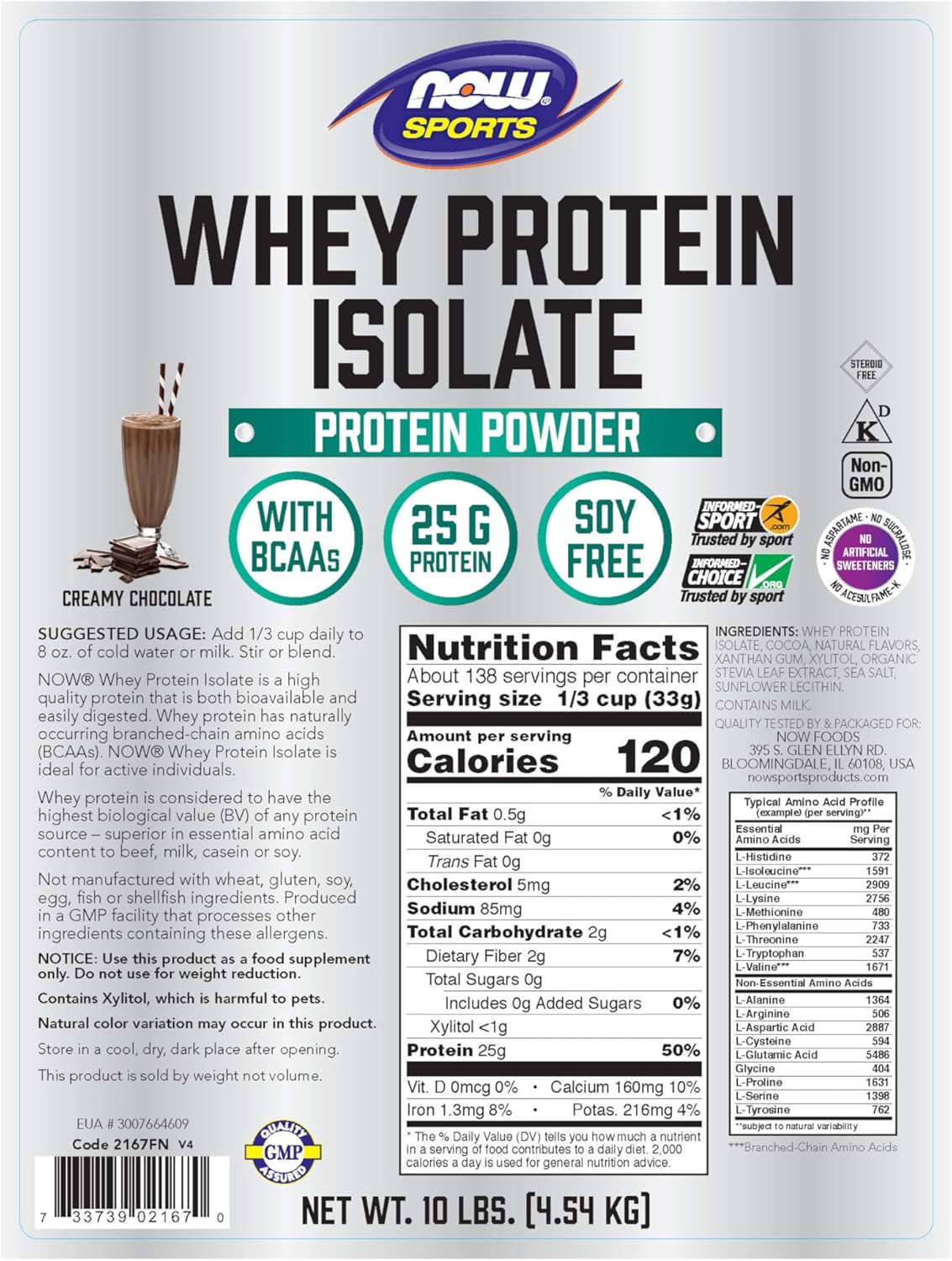 Creamy Chocolate Whey Protein Isolate Powder, 10-Pound Y86921