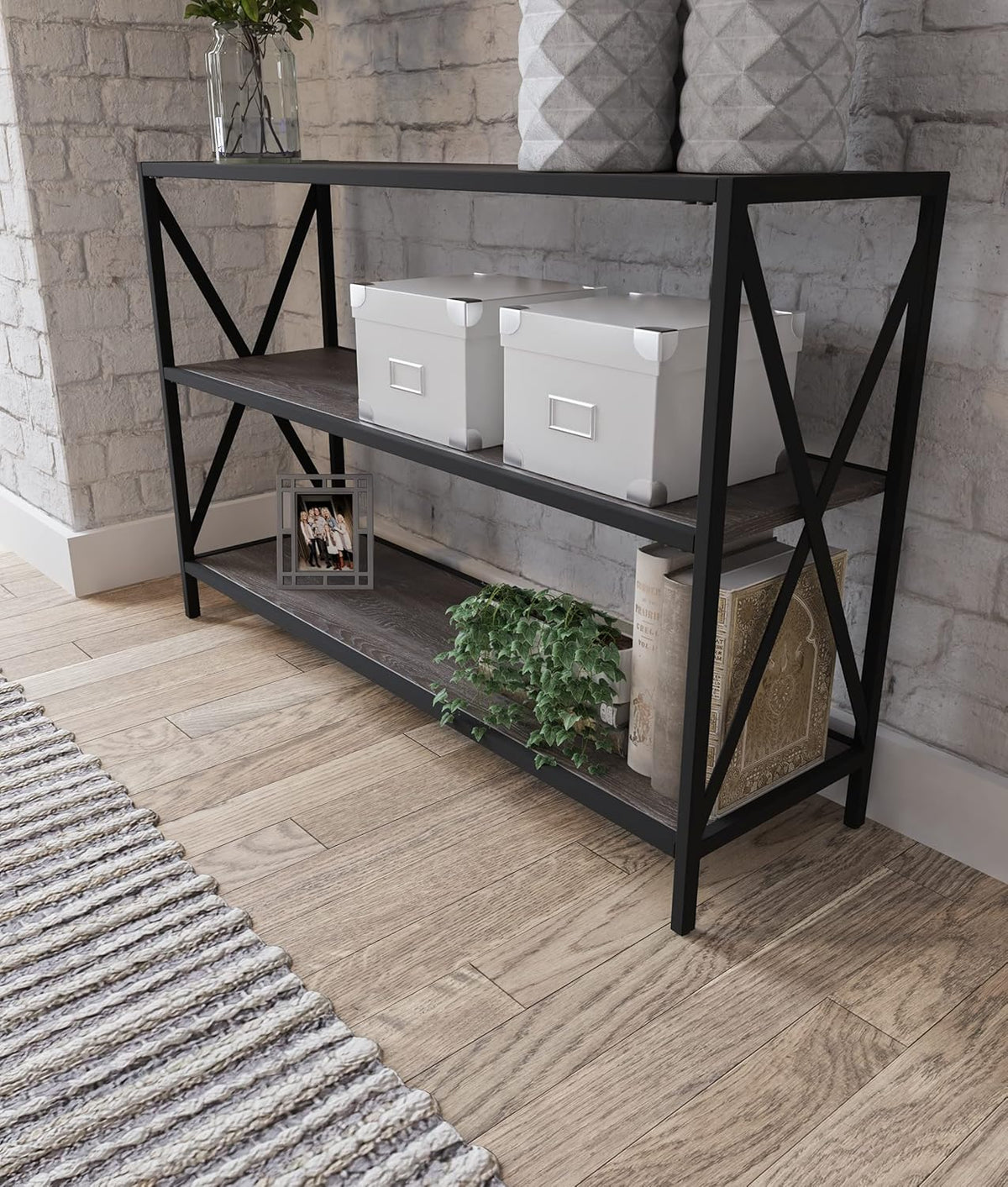 2 Tier Dark Gray Bookcase G722517