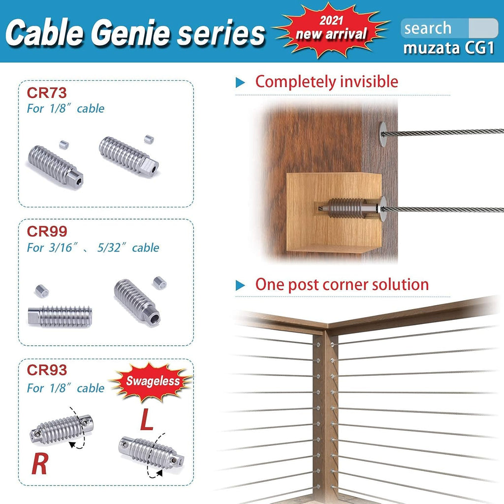 10 Set T316 Stainless Steel Cable Railing Kit O3237