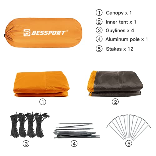 Lightweight Backpacking Tent for 2-3 Person, Waterproof Windproof Double Layer J3660