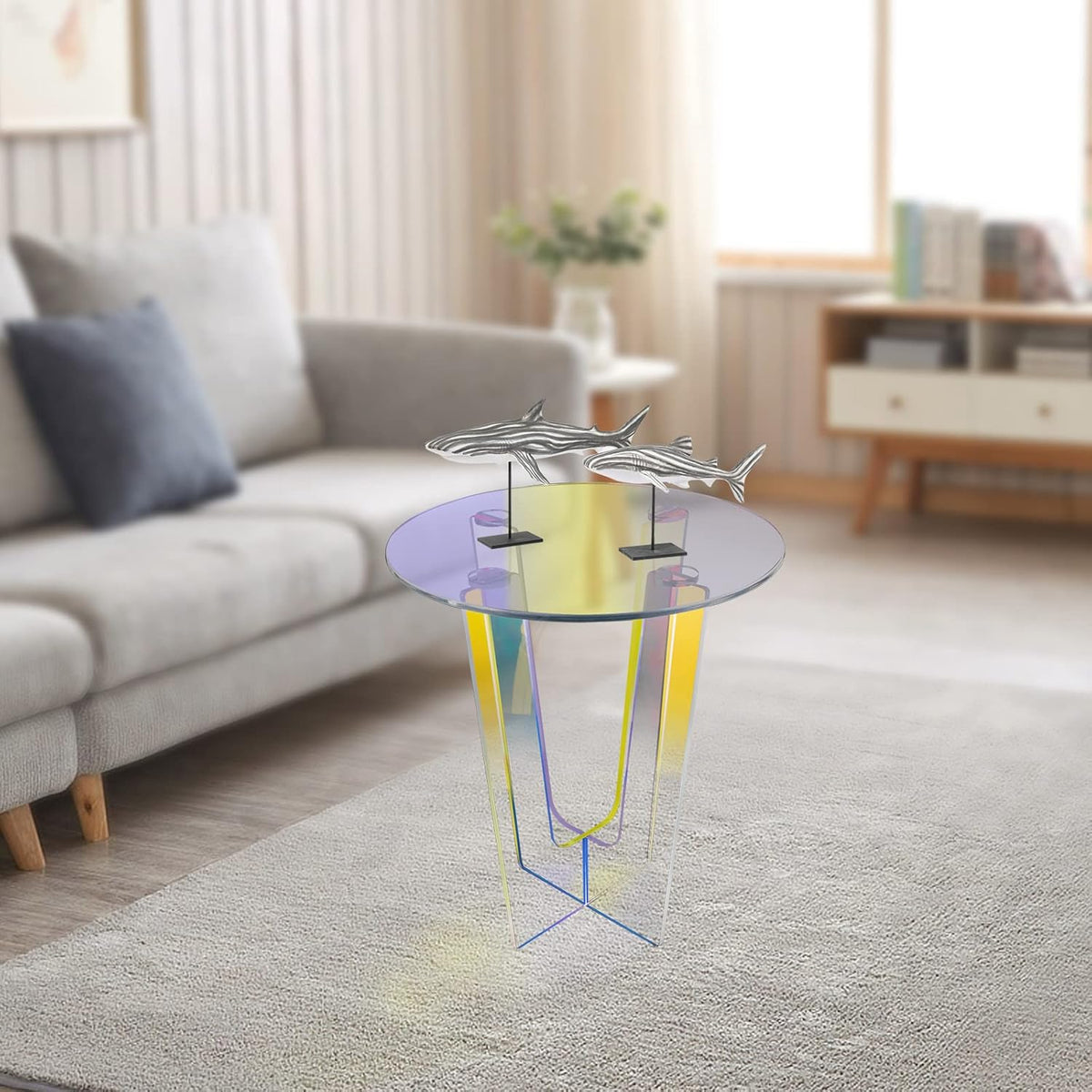 Acrylic Side Table with Storage Shelf Y799