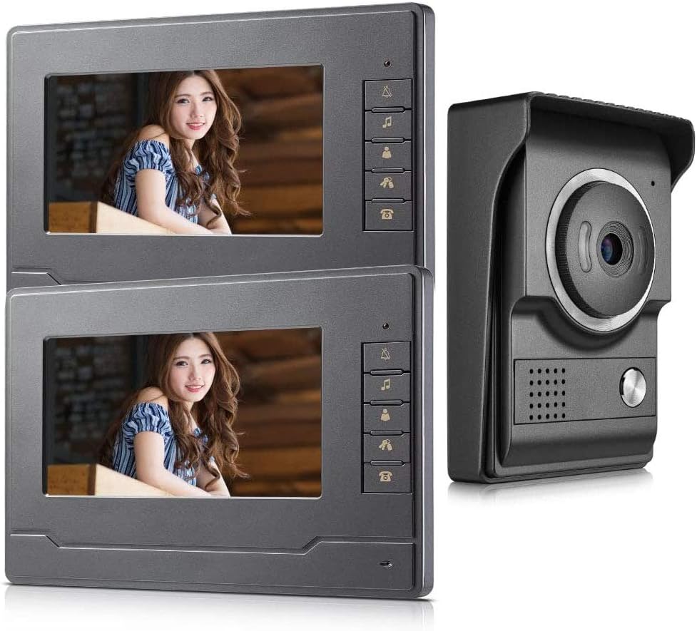 7 Inches LCD Monitor Wired Video Doorbell System with 1 Camera 2 Color Screen G281085