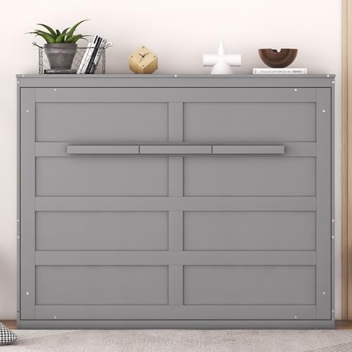 Gray Queen Solid Wood Murphy Cabinet Bed Z3508