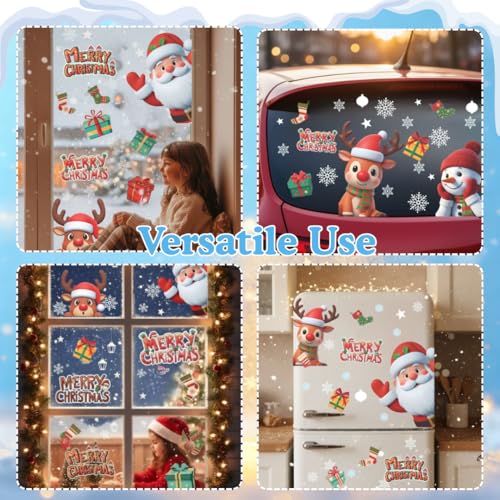 226 PCS White Snowflake Window Clings, 9 Sheets Double-Sided Reusable Decals Z3346