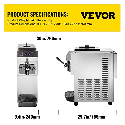 Soft Serve Ice Cream Machine, 3.4 Gal/H, Single Flavor, 1200W B7609