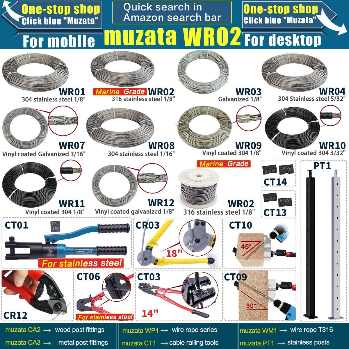 10 Set T316 Stainless Steel Cable Railing Kit O3237