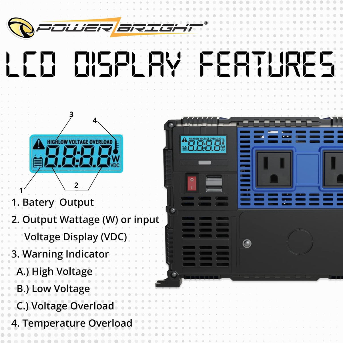 4000 Watts 12V to 110V Modified Sine Wave Power Inverter N342597