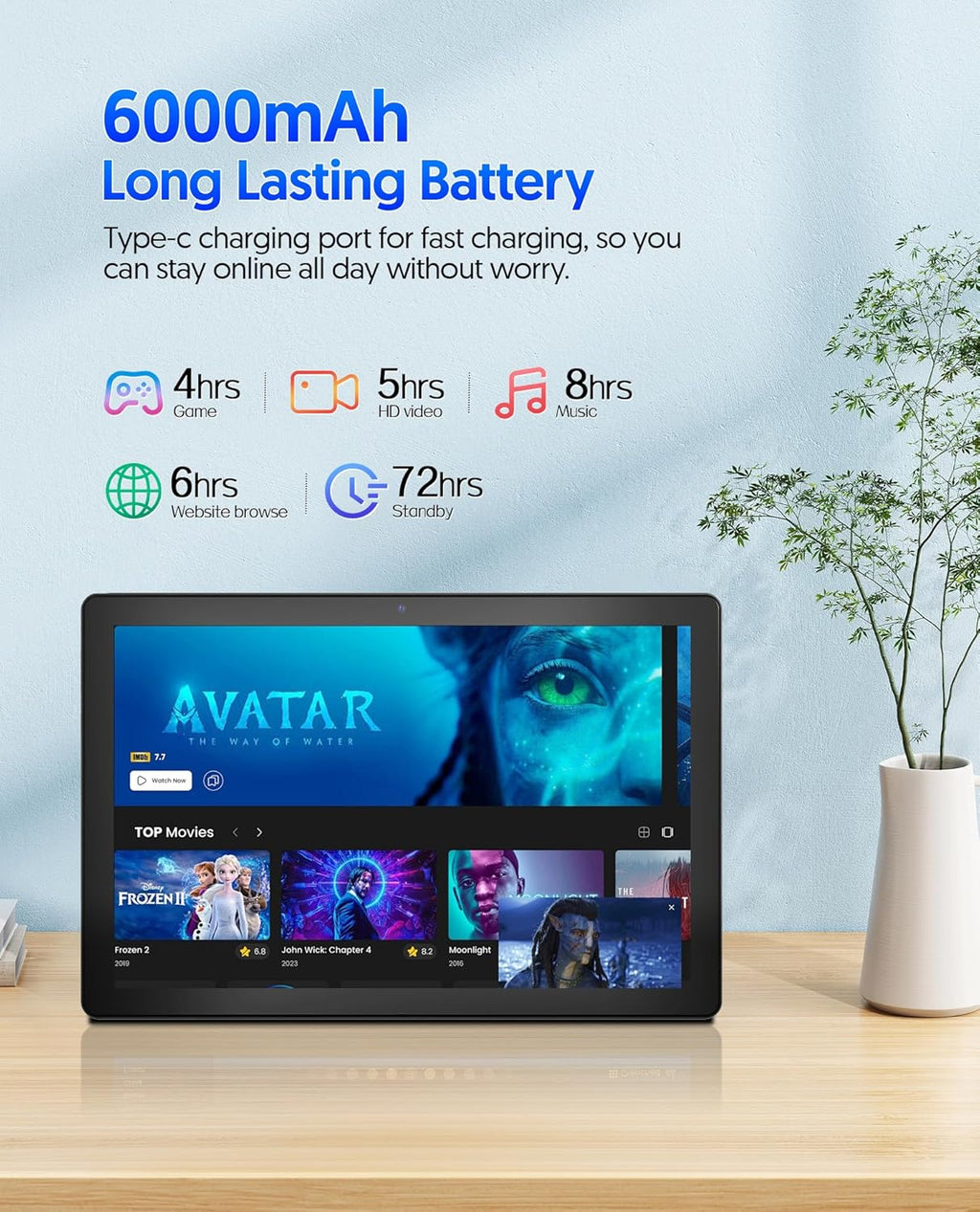 6GB RAM 64GB ROM 10 inch Android Tablet with Keyboard I654