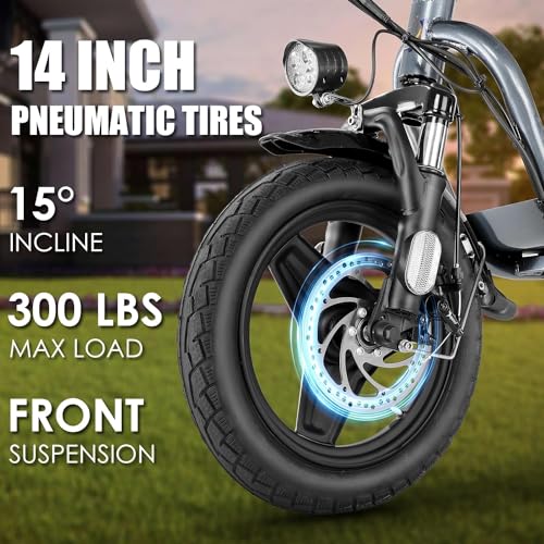 500W/800W/1200W Electric Scooter with Seat, 14" Fat Tire, Foldable Electric Scooter E80927