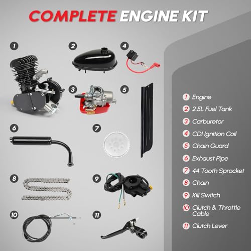 100cc 2 Stroke Gas Bicycle Engine Motor Kit for 26-28" V-Frame Bikes K42885