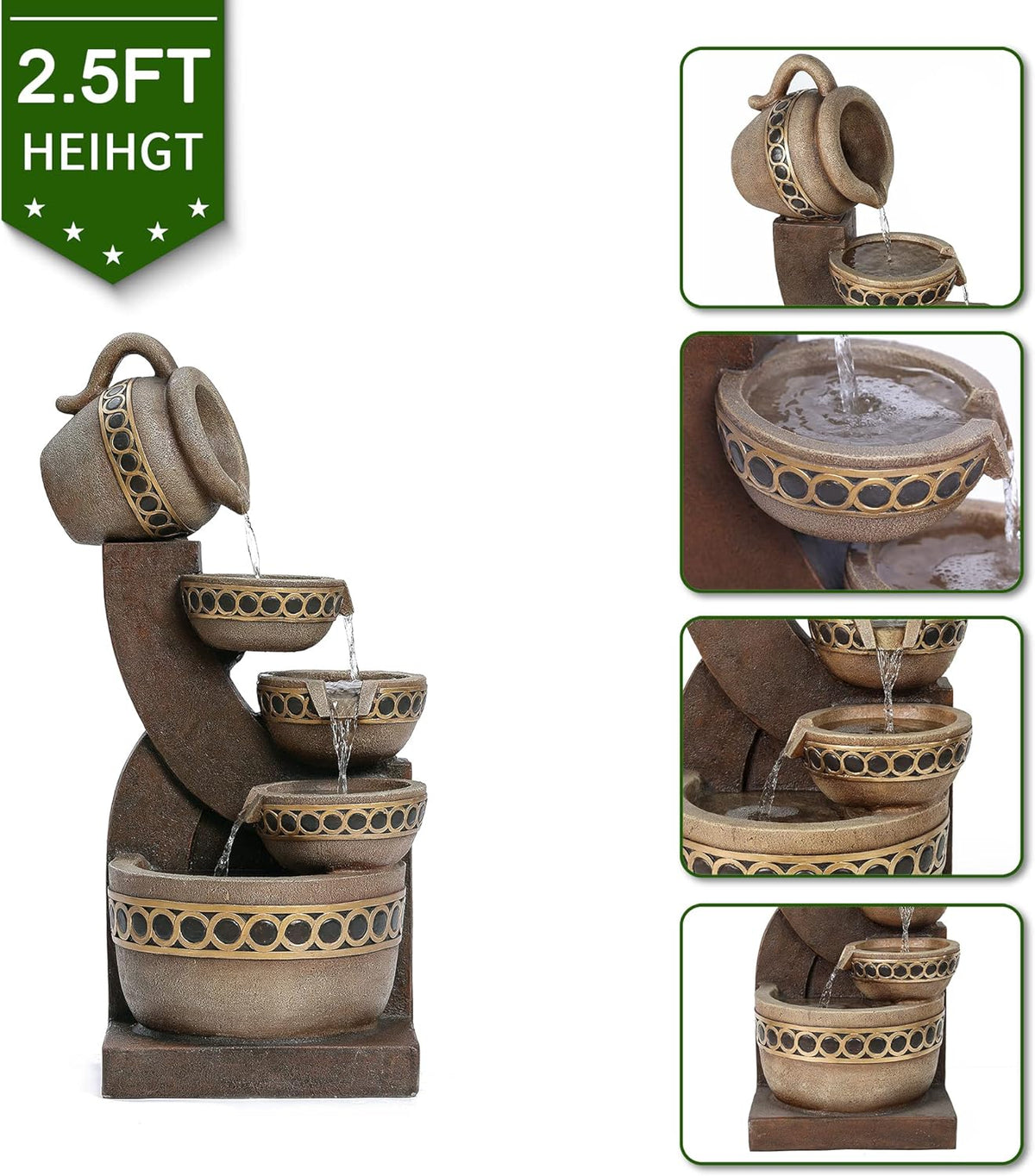 5 Tiered Polyresin Outdoor Water Fountain Z19084