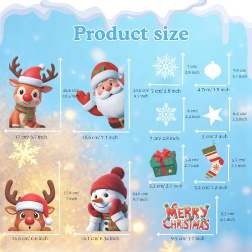 226 PCS White Snowflake Window Clings, 9 Sheets Double-Sided Reusable Decals Z3346