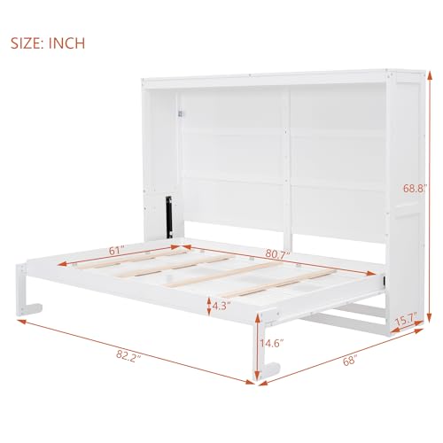 Gray Queen Solid Wood Murphy Cabinet Bed Z3508
