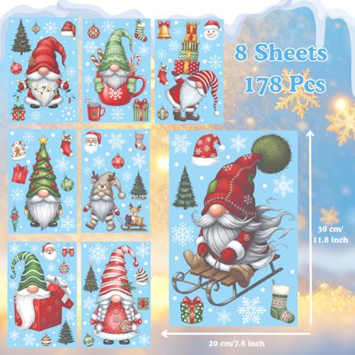 226 PCS White Snowflake Window Clings, 9 Sheets Double-Sided Reusable Decals Z3346